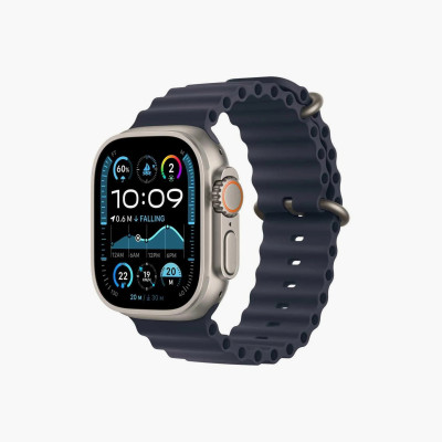 Apple Watch Ultra 2 GPS + Cellular 49MM Natural Titanium Case With Navy Ocean Band - M/L | MX4D3